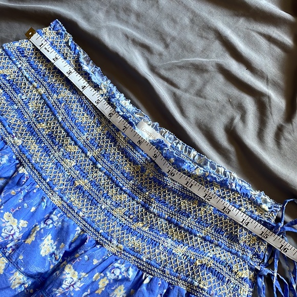 Loveshackfancy Mira Smocked Mini Ruffle Skirt tie blue jay lace trim - Picture 14 of 17
